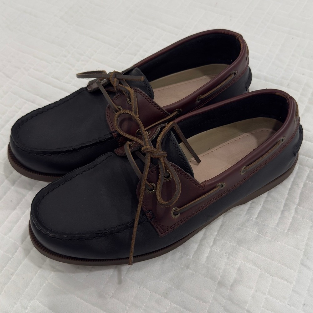 GH Bass Hampton Core 2 Mens 9M Boat Shoes Black Burgundy Leather Loafers